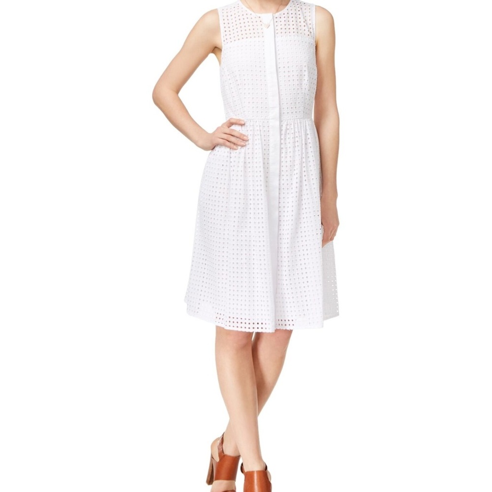 Maison Jules Sleeveless Cotton Eyelet Dress S